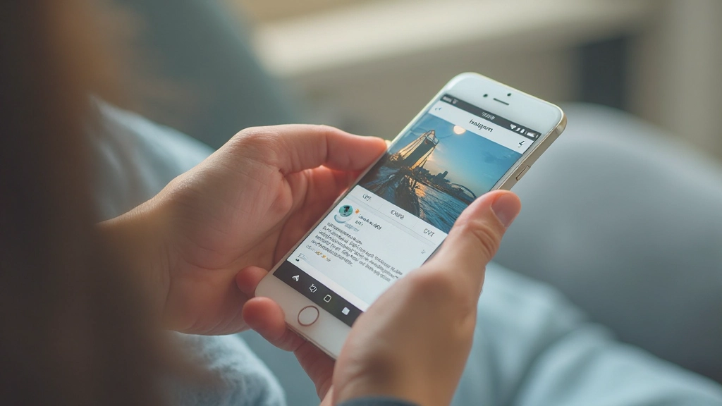 Социальные сети на смартфоне с профилями и постами