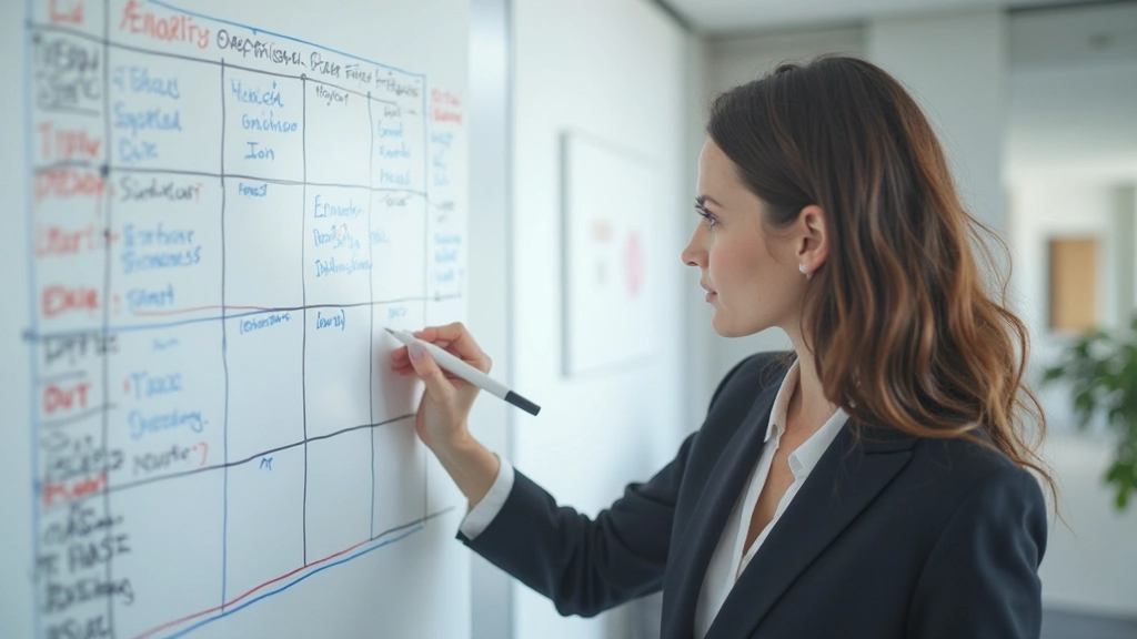 Матрица приоритетов нарисована на белой доске